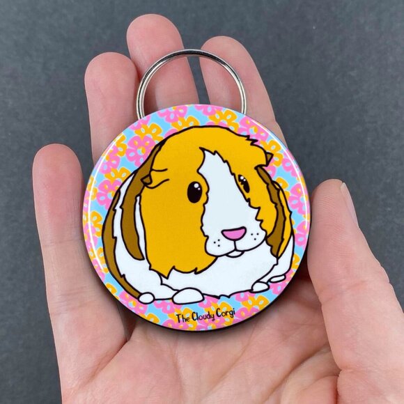 Tropical Guinea Pig Pinback Button, Magnet, Keychain, Bottle Opener or Ornament - Picture 7 of 12